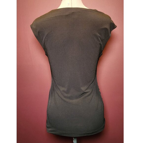 WHBM Black Ruched Top - Size Small - Picture 4 of 7